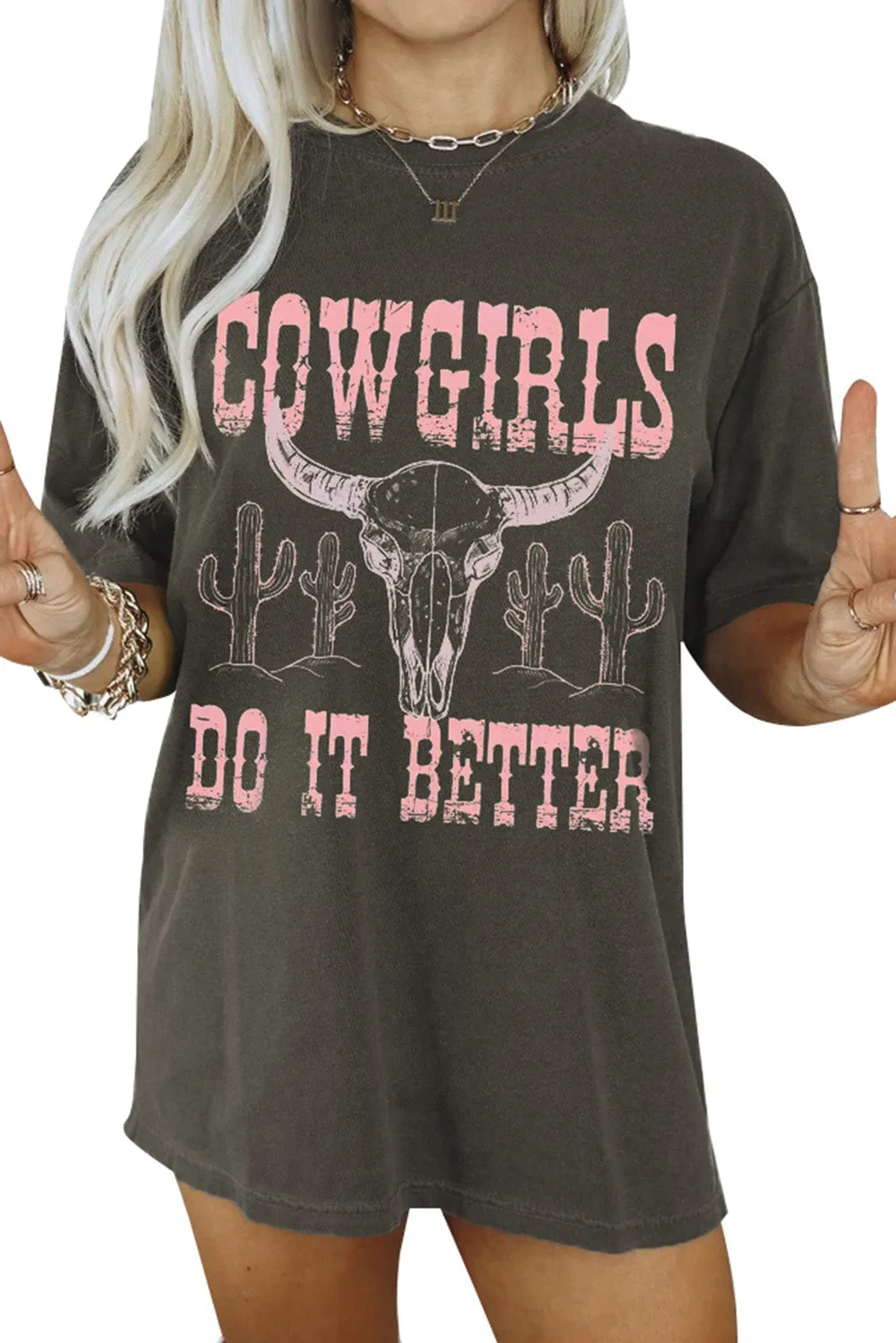 Gray "COWGIRLS DO IT BETTER" Graphic Oversized T-Shirt – Bold, Fun, and Ready to Stand Out