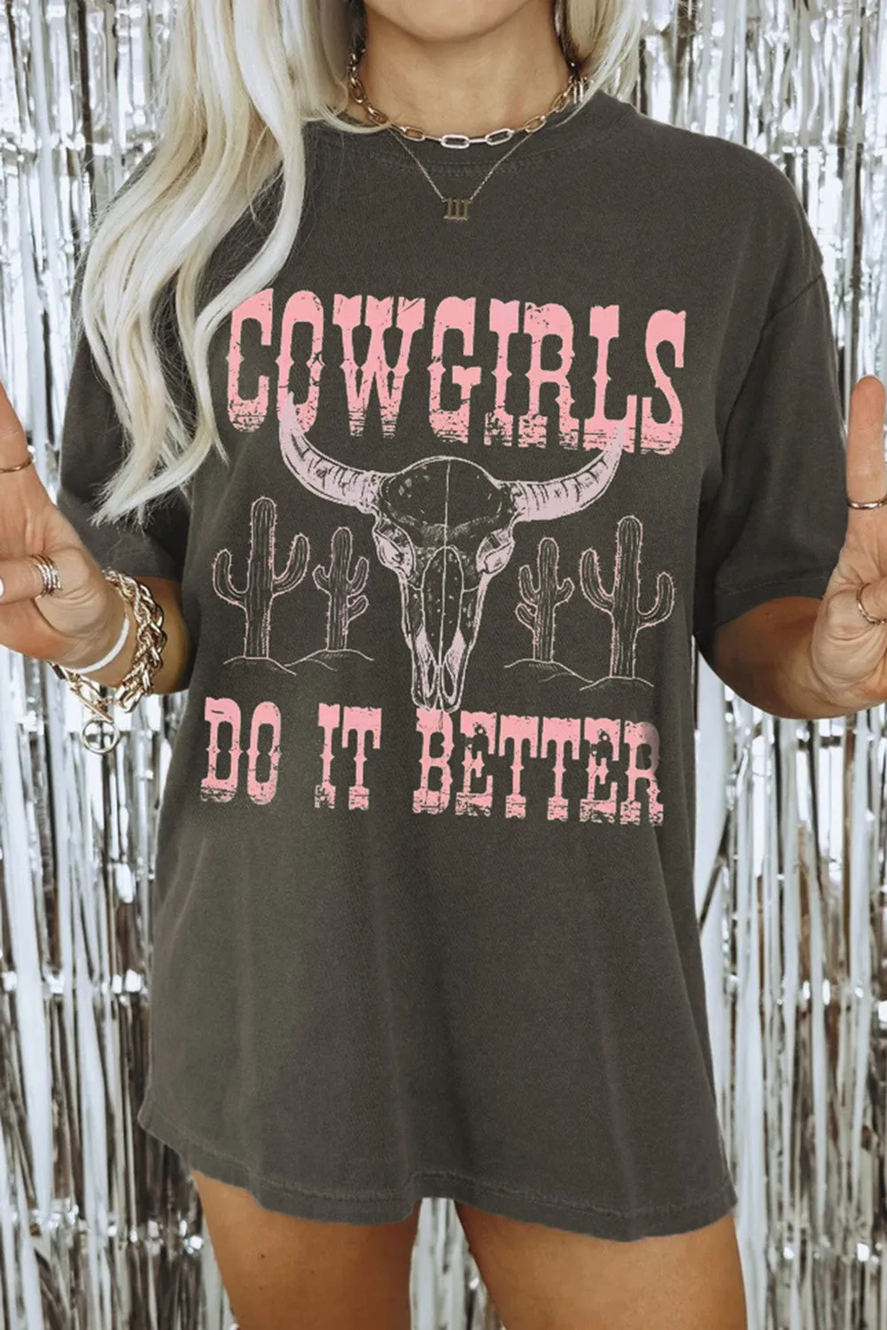 Gray "COWGIRLS DO IT BETTER" Graphic Oversized T-Shirt – Bold, Fun, and Ready to Stand Out