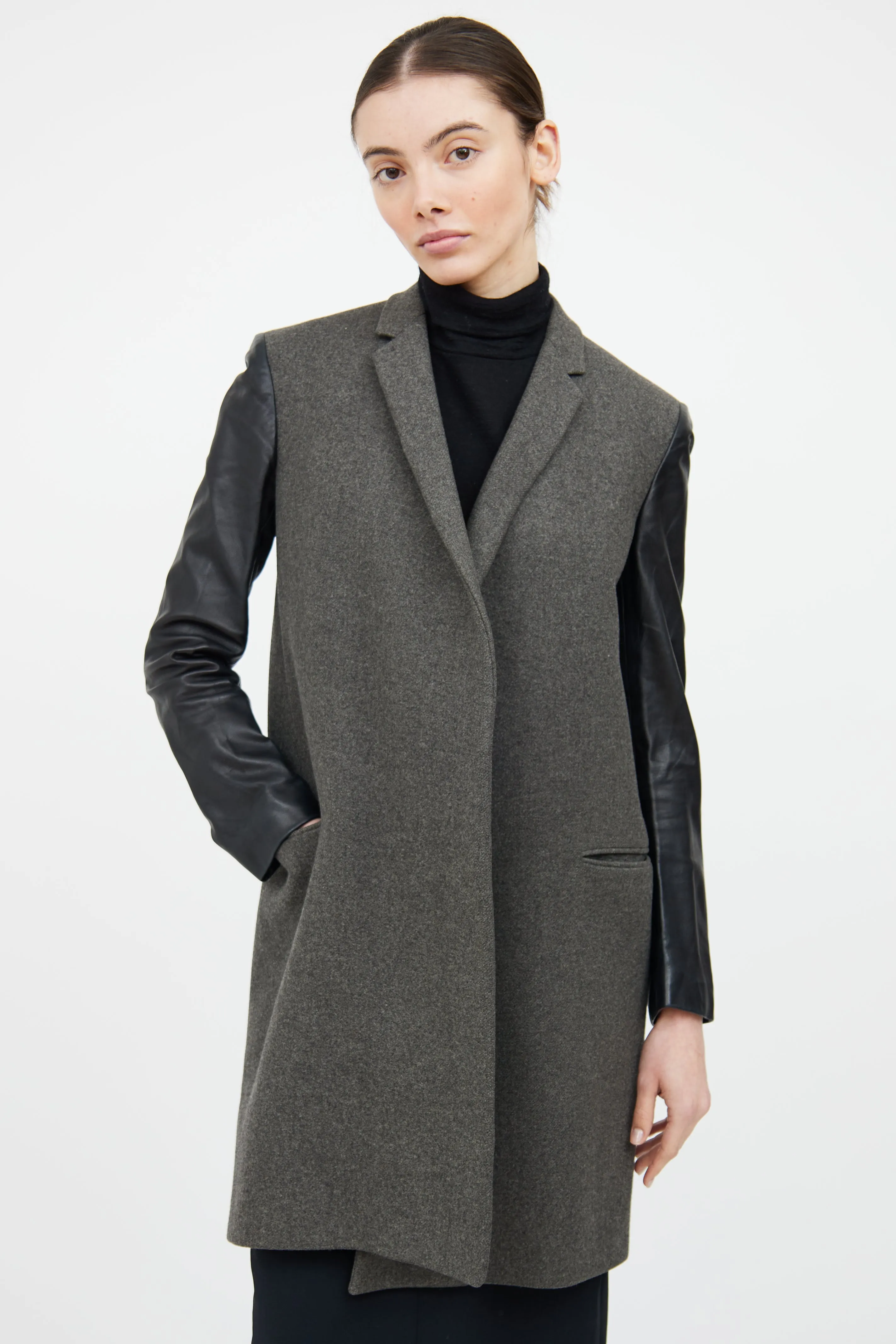 Grey & Black Panel Coat