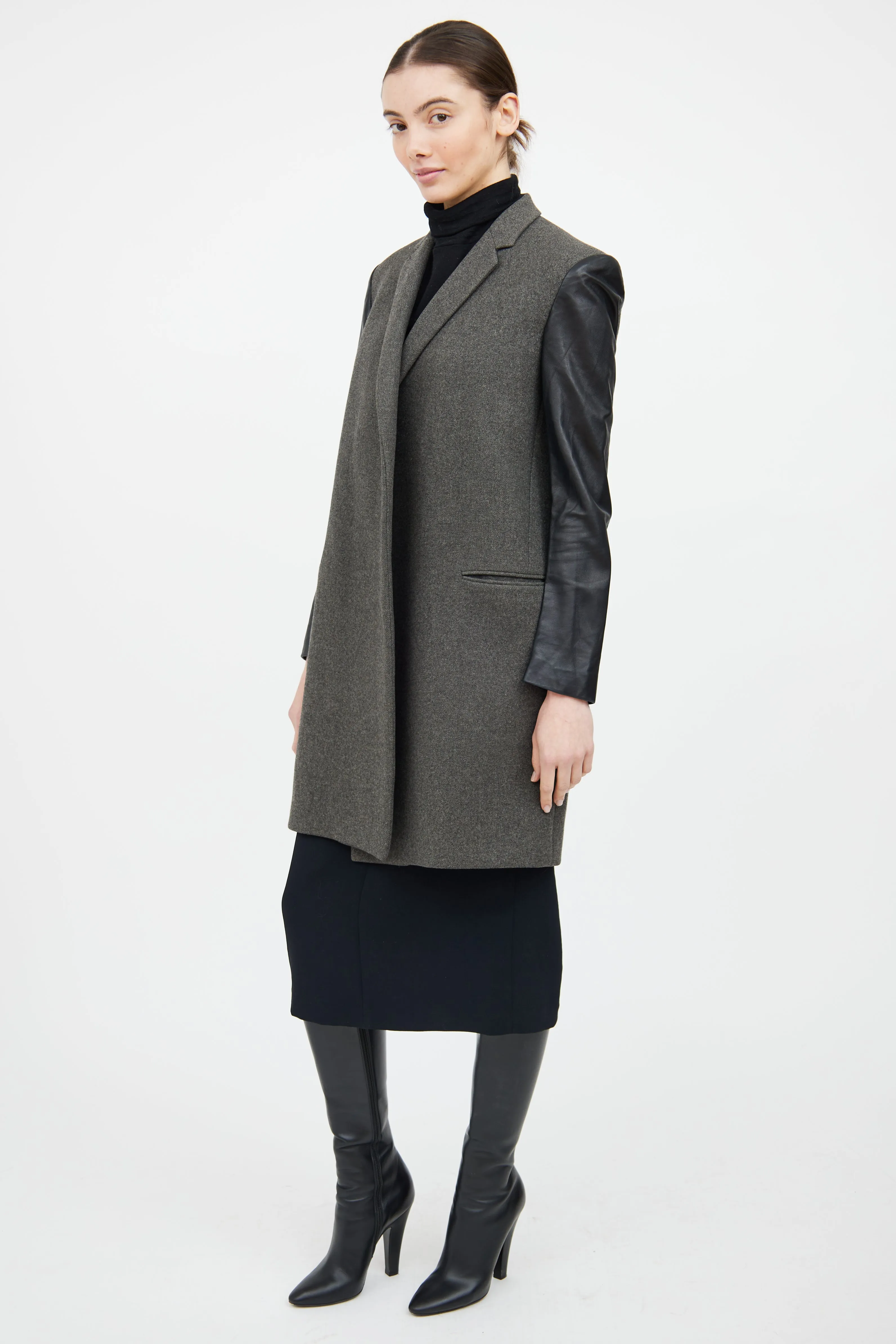 Grey & Black Panel Coat