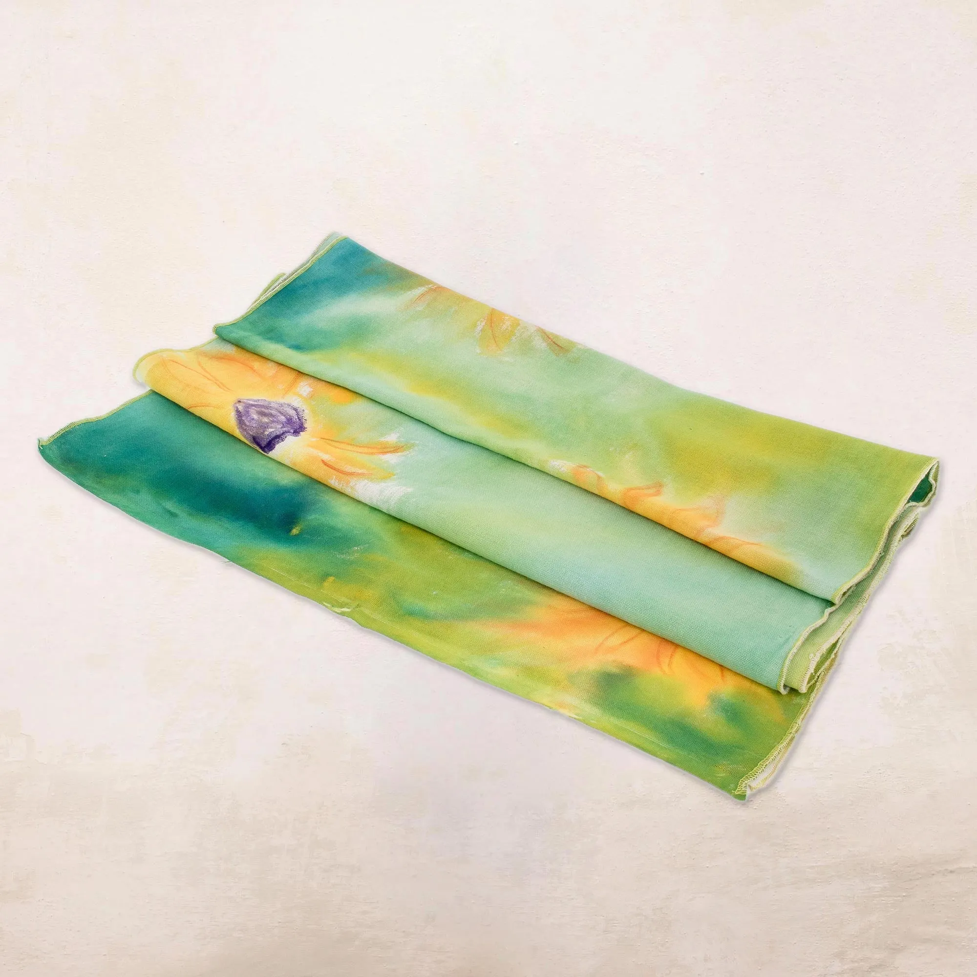 Hand-painted Floral Cotton Shawl from Costa Rica - Midsummer Sun | NOVICA