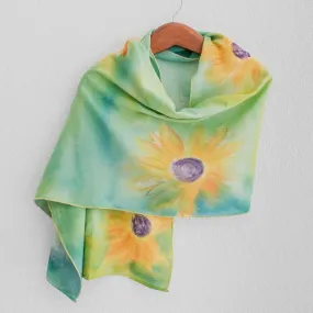 Hand-painted Floral Cotton Shawl from Costa Rica - Midsummer Sun | NOVICA