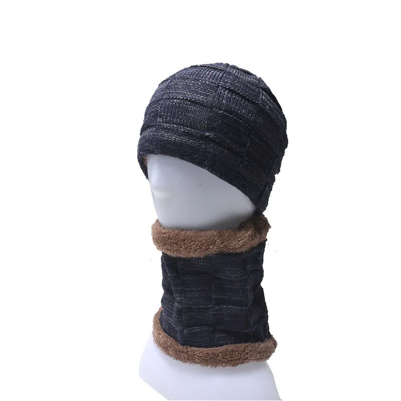 Hat collar set plus velvet knit hat