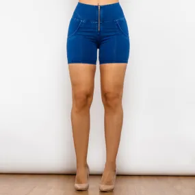 High Waist Dark Thread Dark Blue Short