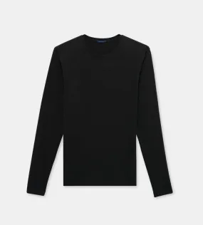 Iconic Black Pima Stretch Long Sleeve T-Shirt - Patrick Assaraf