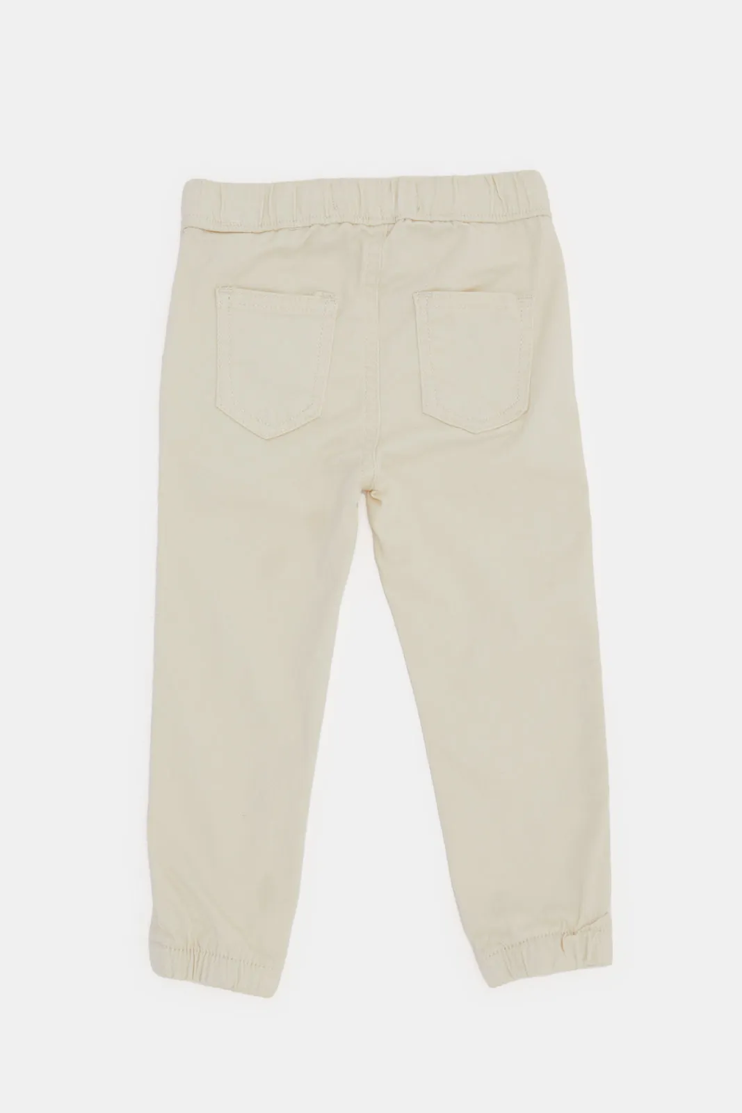 Infant Boys Cream Plain Twill Joggers