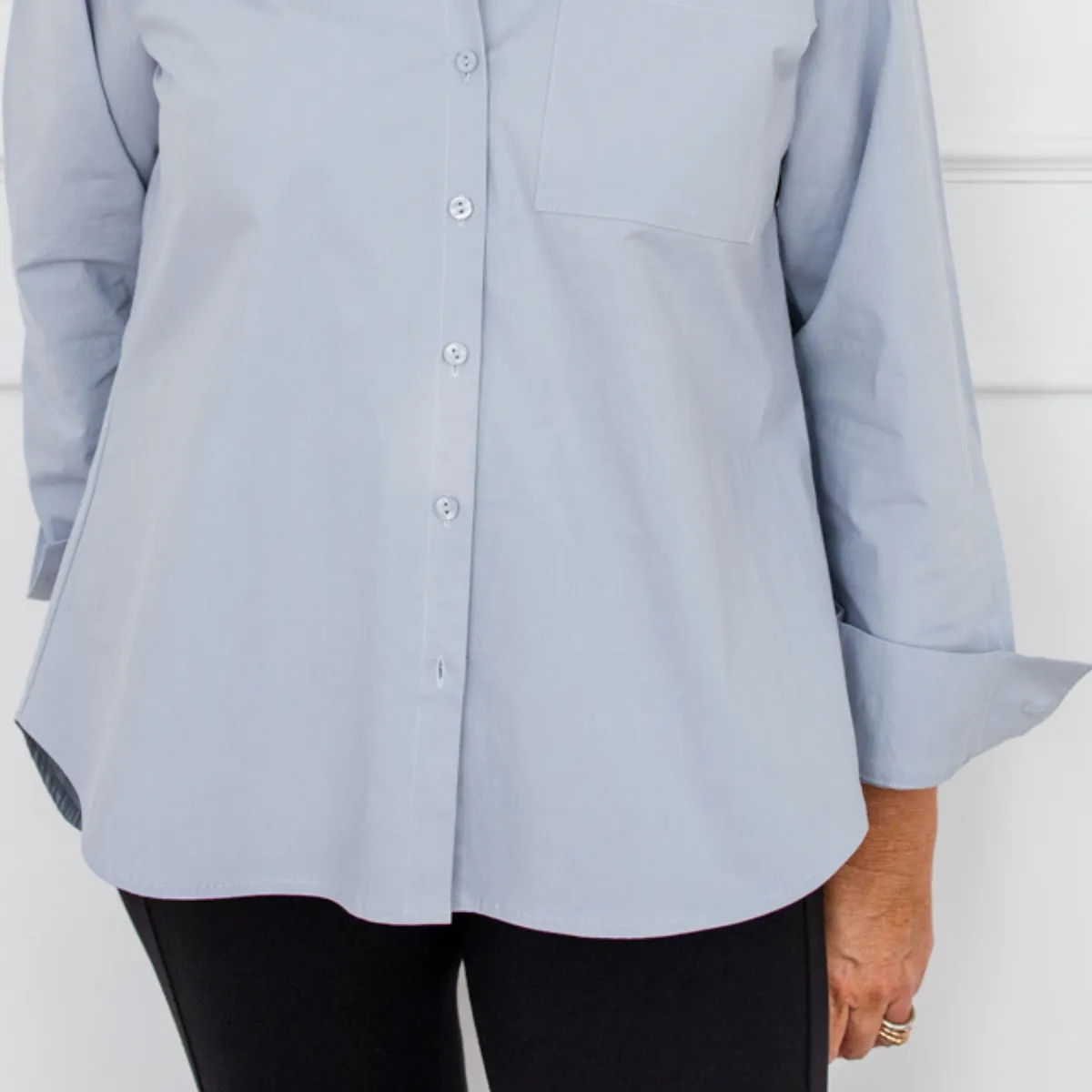 Katie relaxed stretch cotton shirt - sky blue