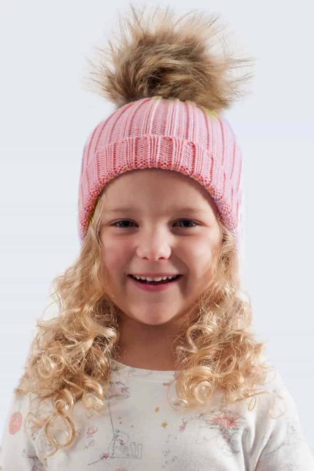 KID Detachable Faux Fur Bobble Pom Pom Hat