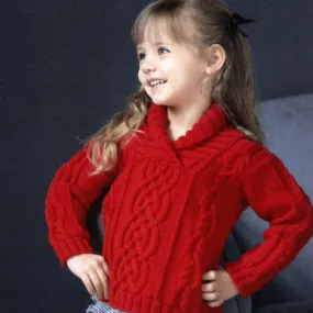 Kid's Shawl Collar Cabled Pullover