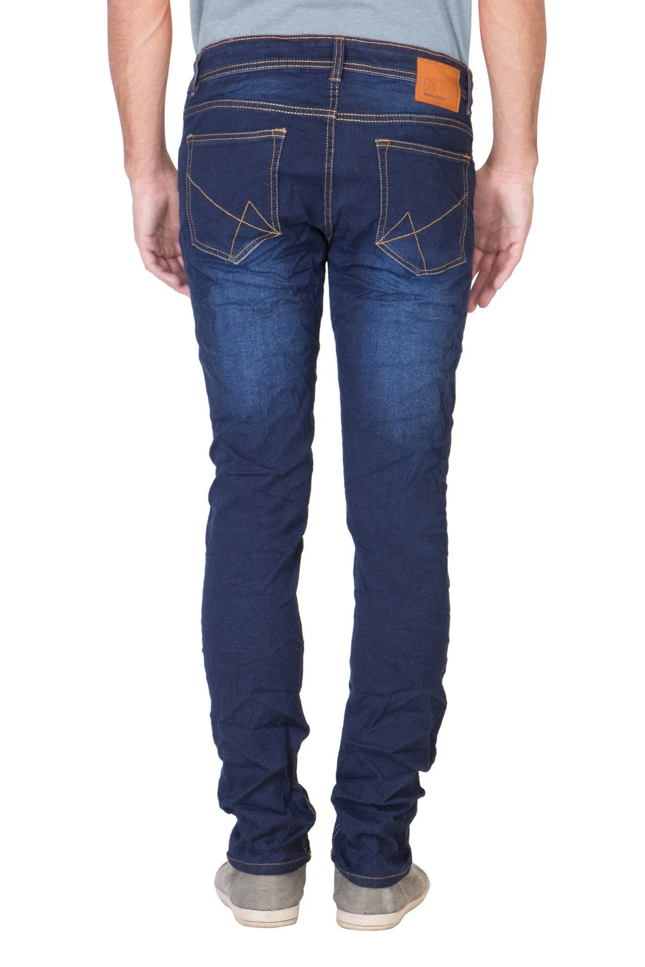 KROSSSTITCH Men's Straight Fit Denim Dark Blue Jeans