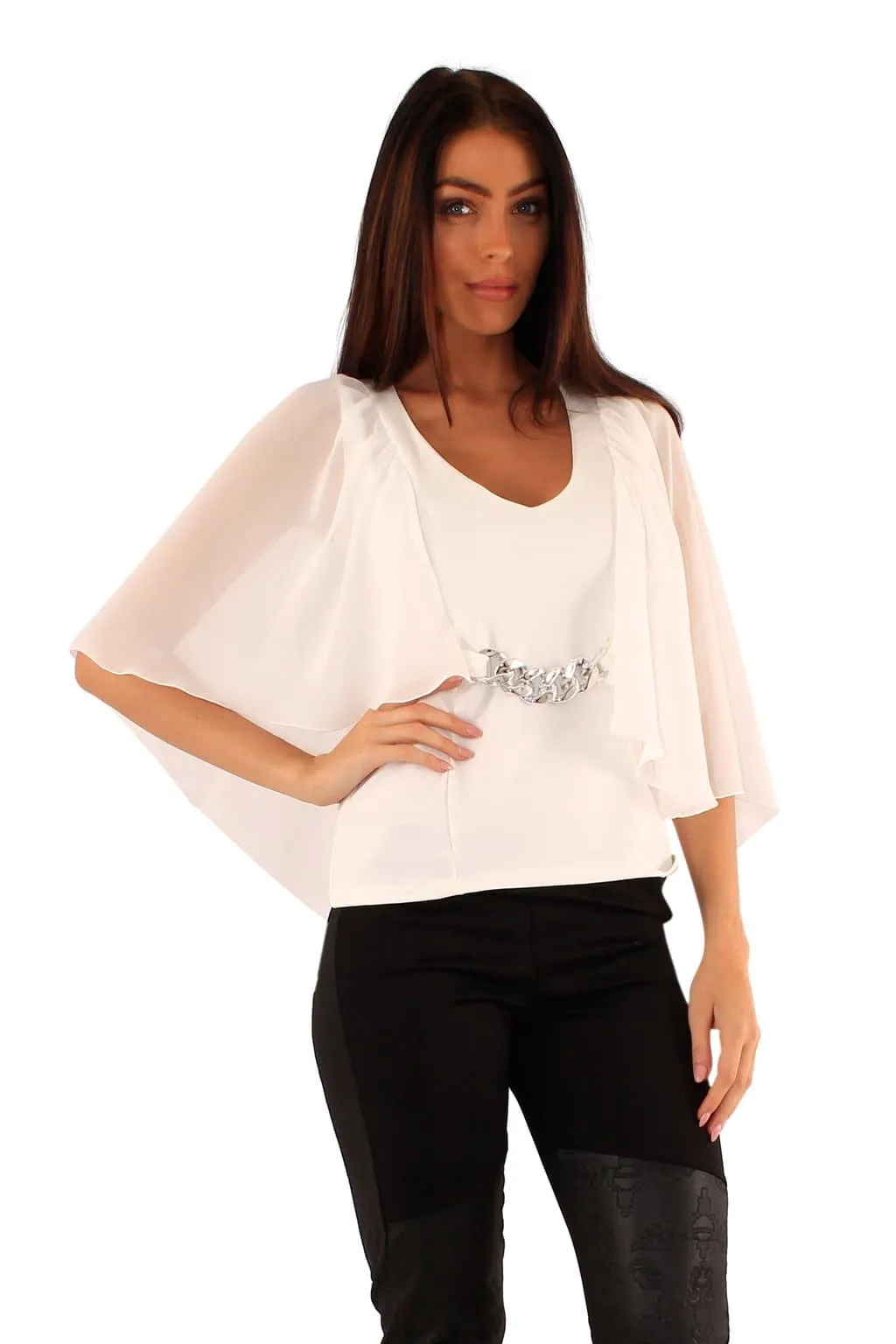 Ladies Batwing Chiffon Shirt