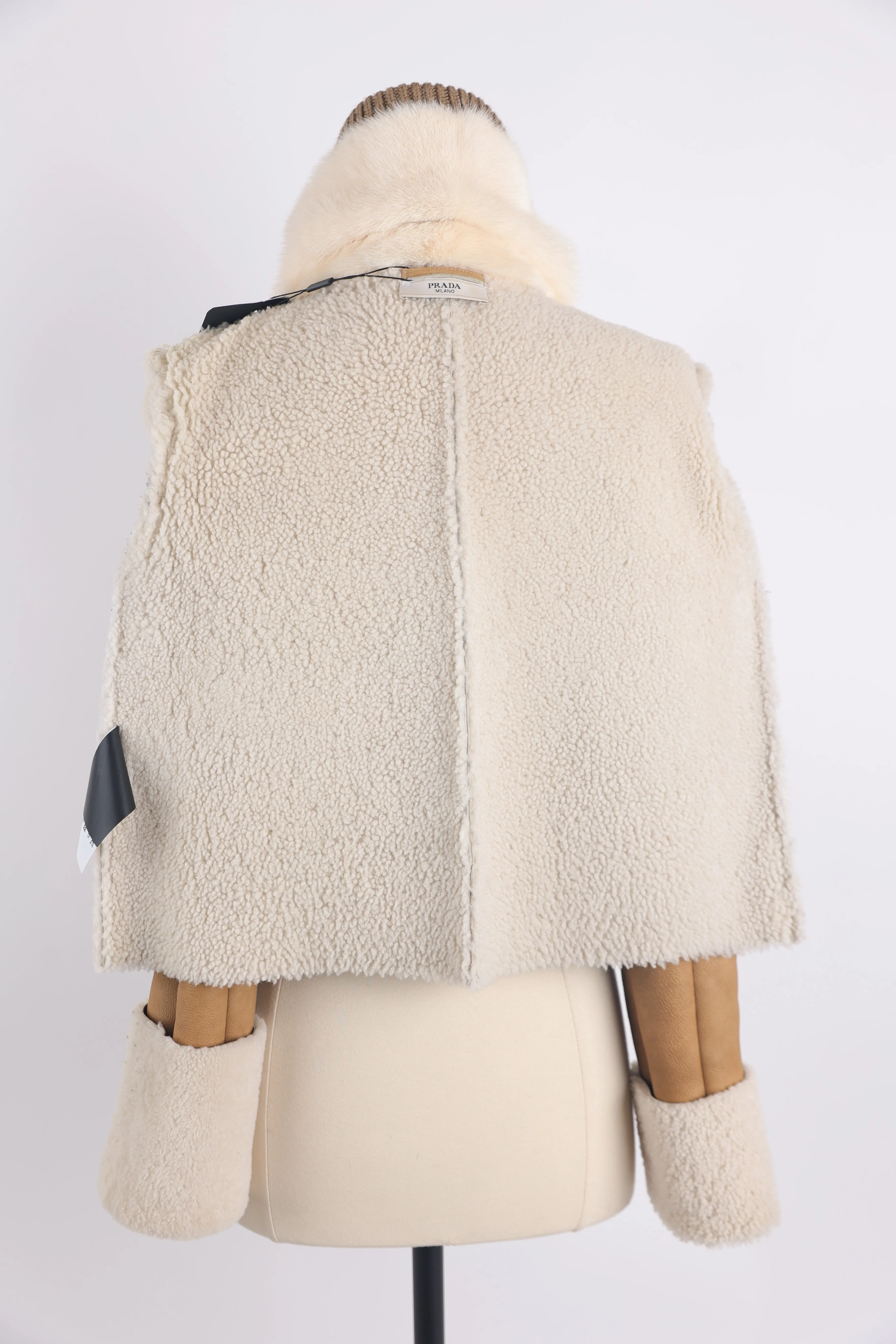 Leather Shearling Jacket W/ Mink Fur Collar