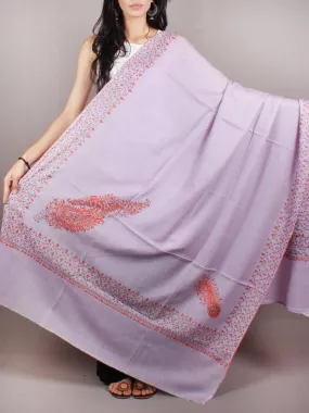 Light Purple Orange Brown Pure Wool Jalidour Koundar Cashmere Shawl From Kashmir - S200401