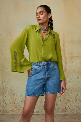 Lime Green Embellished Shirt