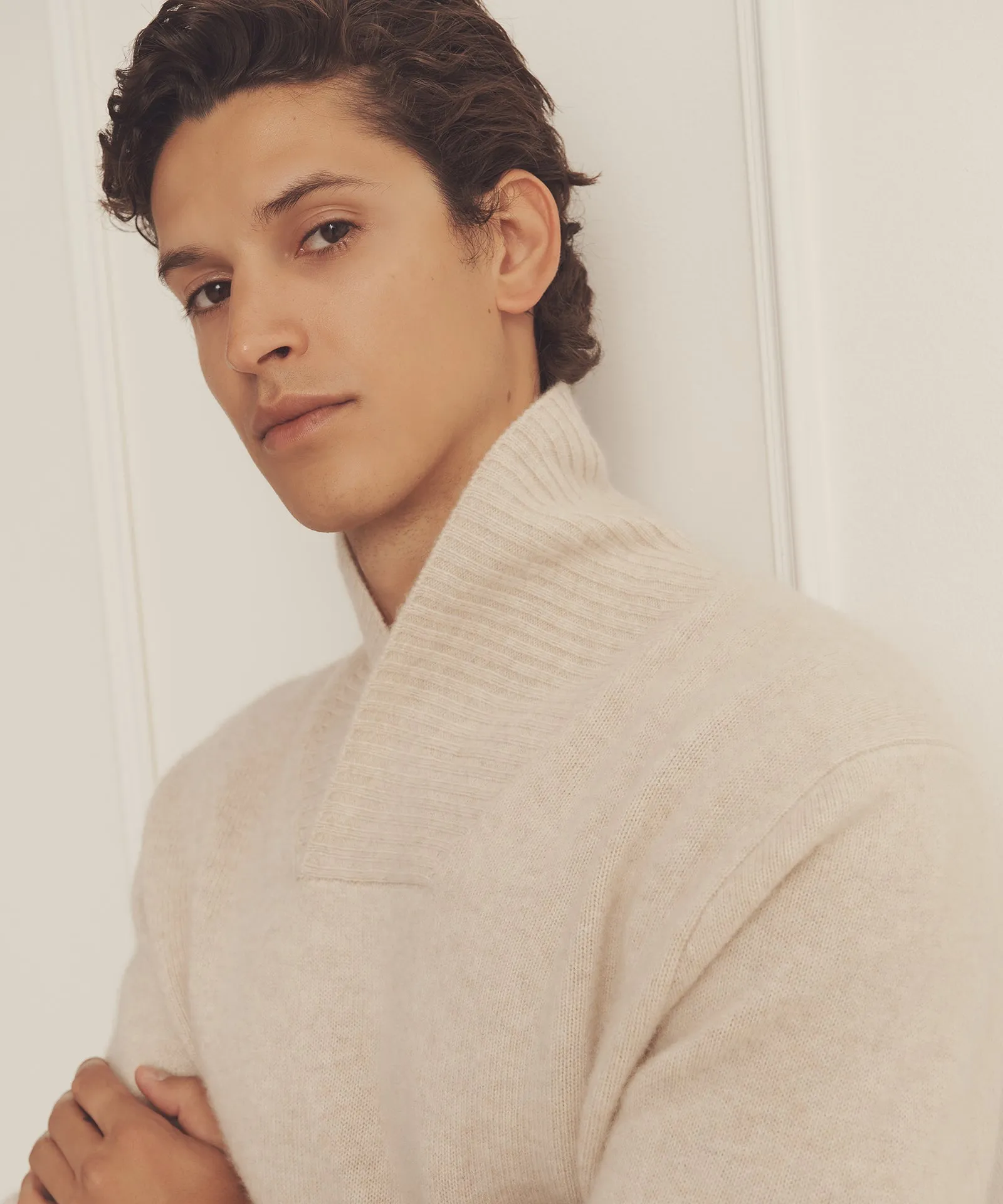 Luxe Cashmere Shawl Collar Pullover