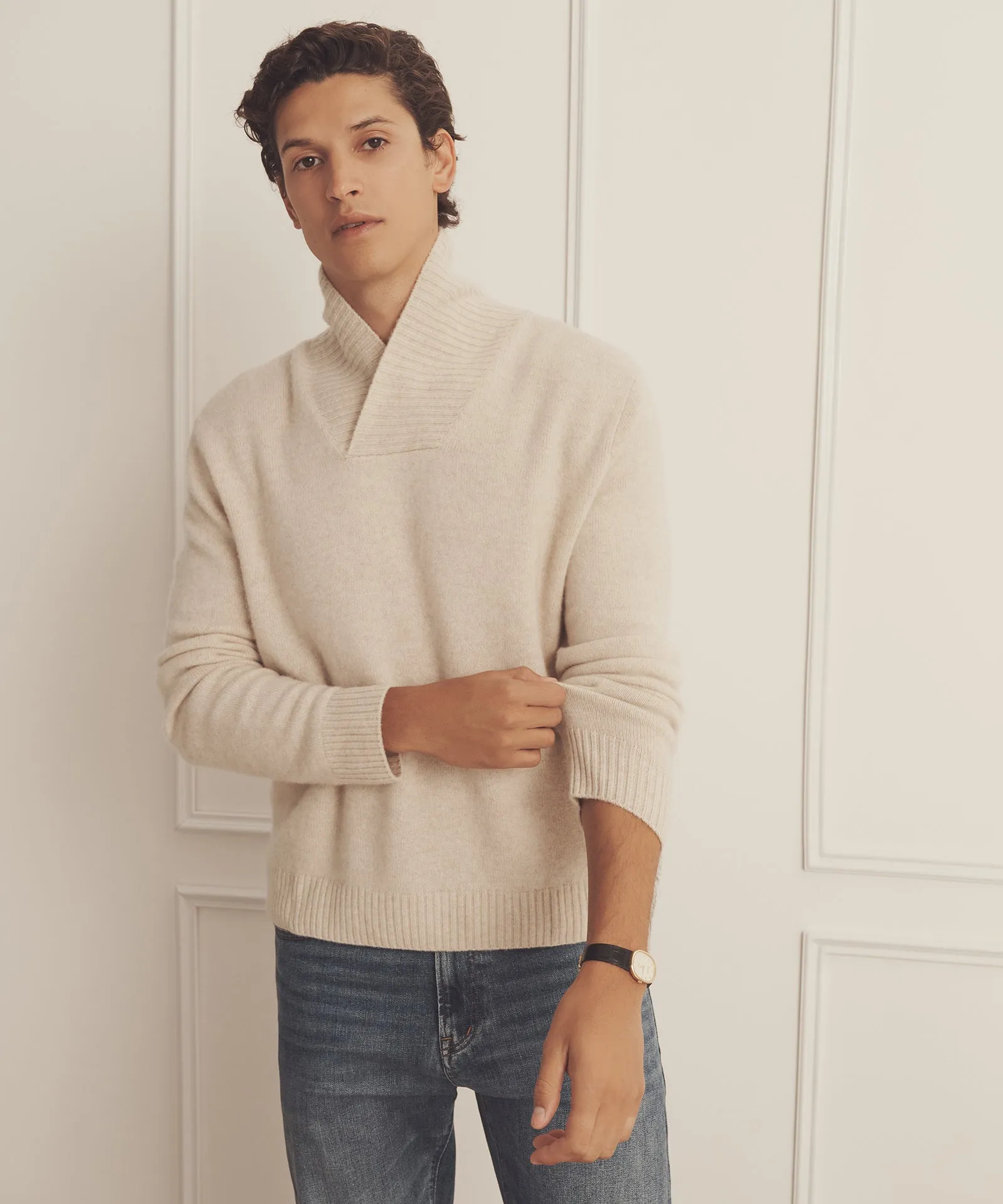 Luxe Cashmere Shawl Collar Pullover