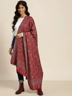 Maroon Kashmiri Kaani Woven Shawl