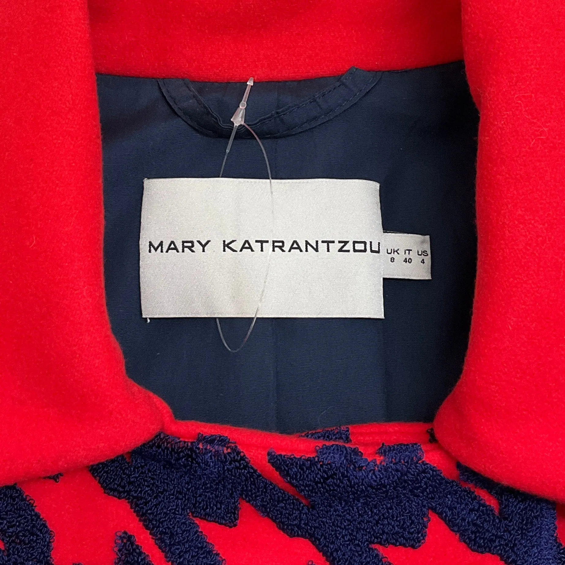 Mary Katrantzou Red / Purple Wool Houndstooth Coat