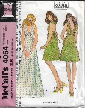 McCalls 4064 Ladies Summer Dress Vintage Sewing Pattern 1970s