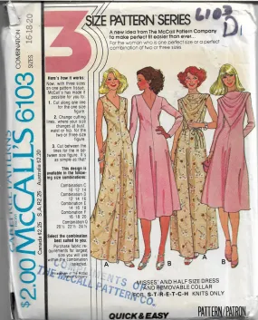 McCalls 6103 Ladies Dress Gown Vintage Sewing Pattern 1970s