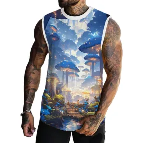 MEN'S BASIC PRINTED ROUND NECK VEST 63790351YM