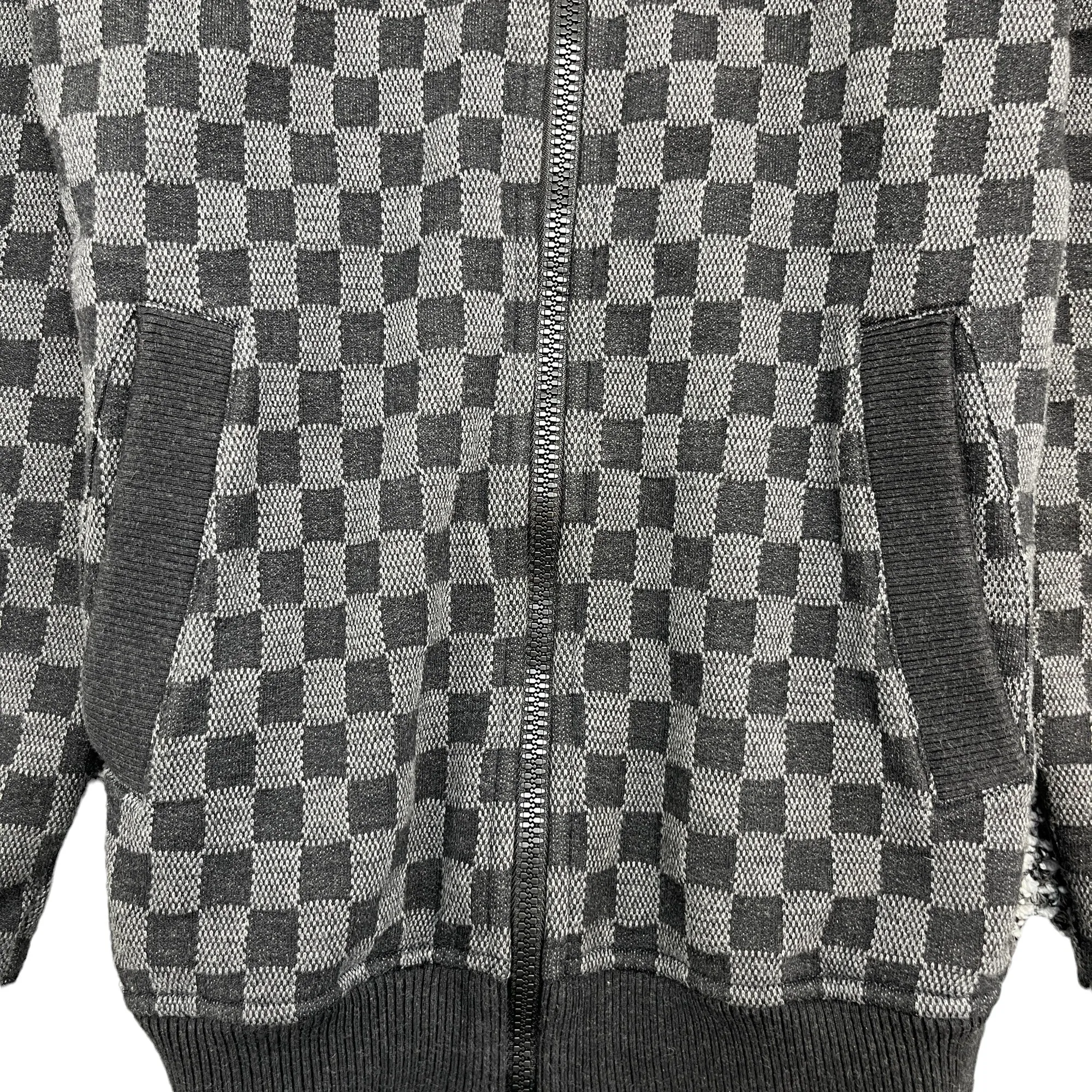 Men's Damier Jacquard Zip-Through Bomber Jacket Black Size S