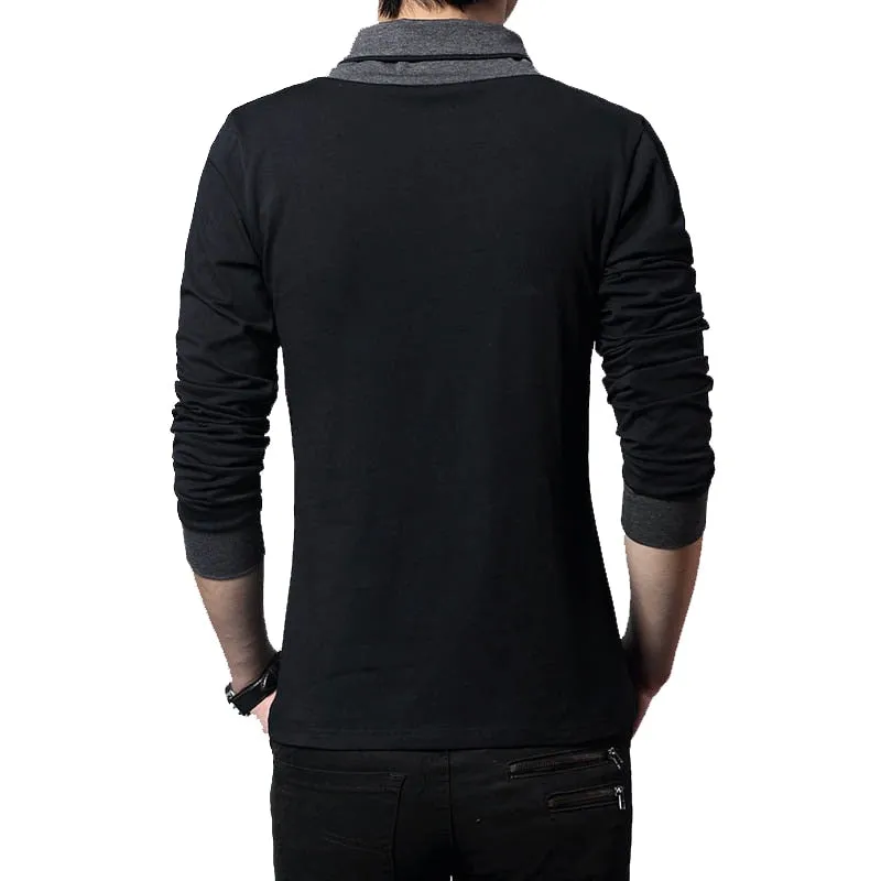 Men's Designer Shawl V-Neck Long Sleeve Shirt