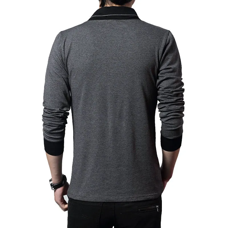 Men's Designer Shawl V-Neck Long Sleeve Shirt