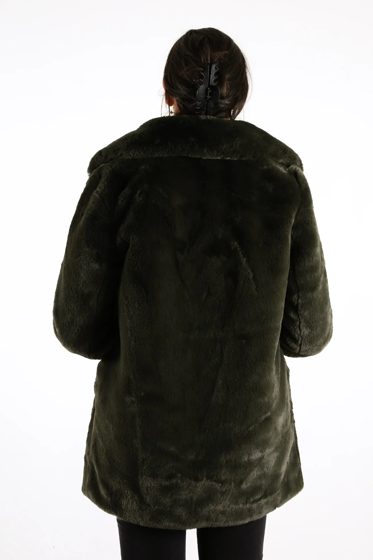 Minimalist Faux Fur Jacket Forest