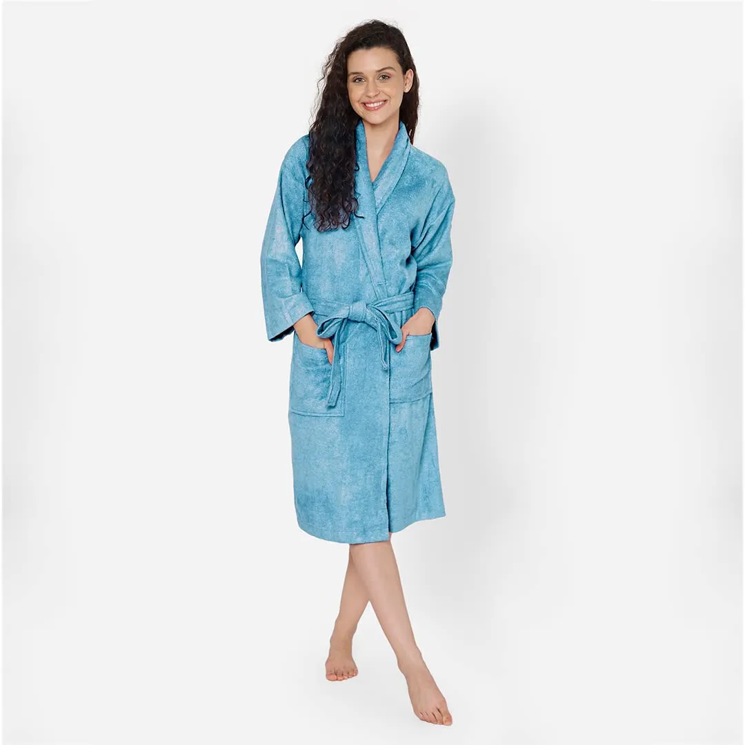 Mush 100% Bamboo Bathrobe for Men/Women (Unisex) S/M,(Pack of 1) (M, Emerald Blue)