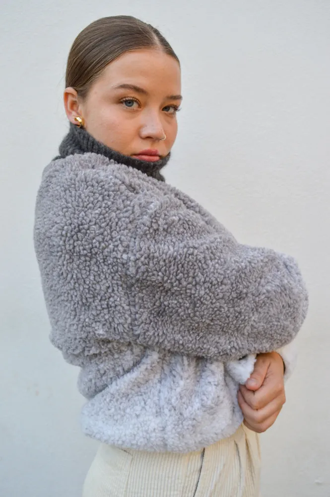 Native Youth Ombre Borg Grey Cropped Jacket