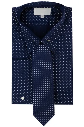 Navy Pin-Dot Pin Collar Shirt