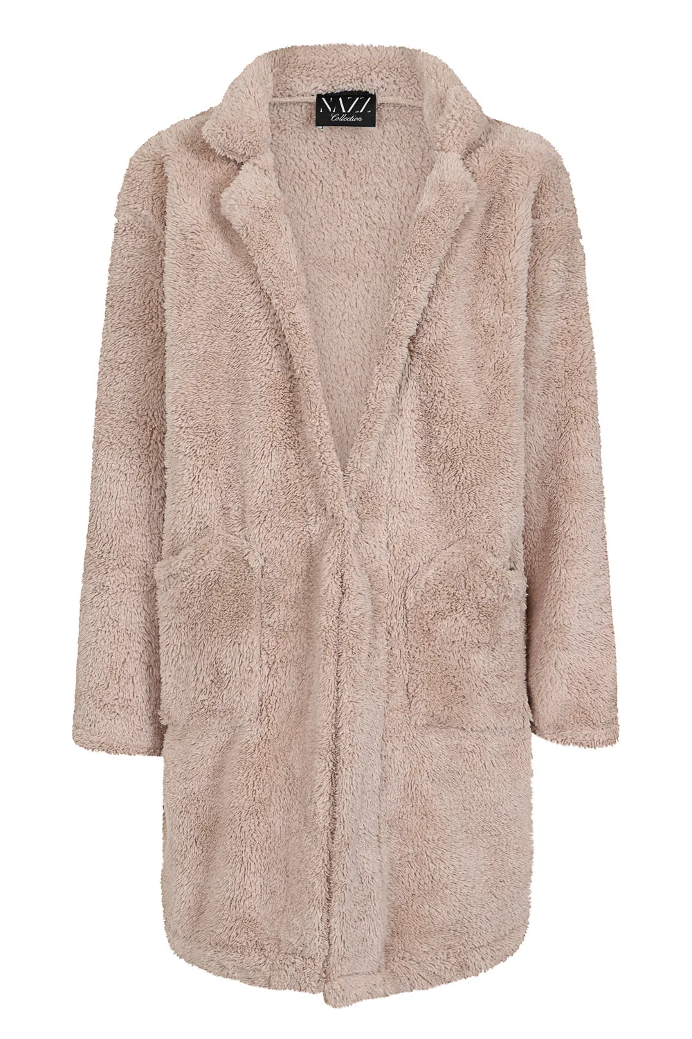 Neema Beige Nude Teddy Plush Fleece Cardigan Jacket