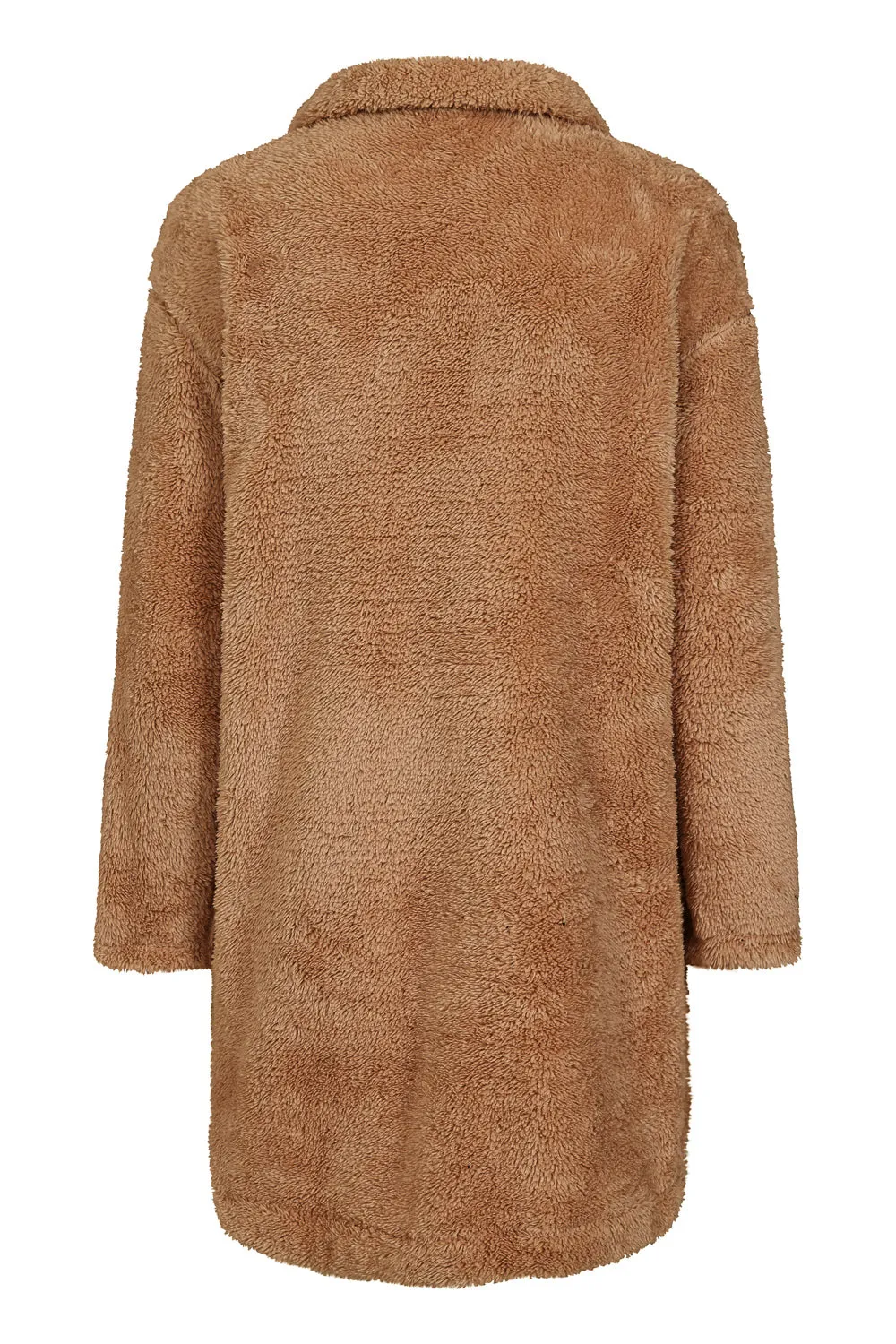 Neema Camel Tan Teddy Plush Fleece Cardigan Jacket