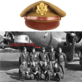 Original U.S. WWII Named US Army Officer’s Winter Service Crusher Cap by Luxenberg Of New York - Major Seller, 401st Bombardment Squadron, 91st Bomb Group, 8th Air Force