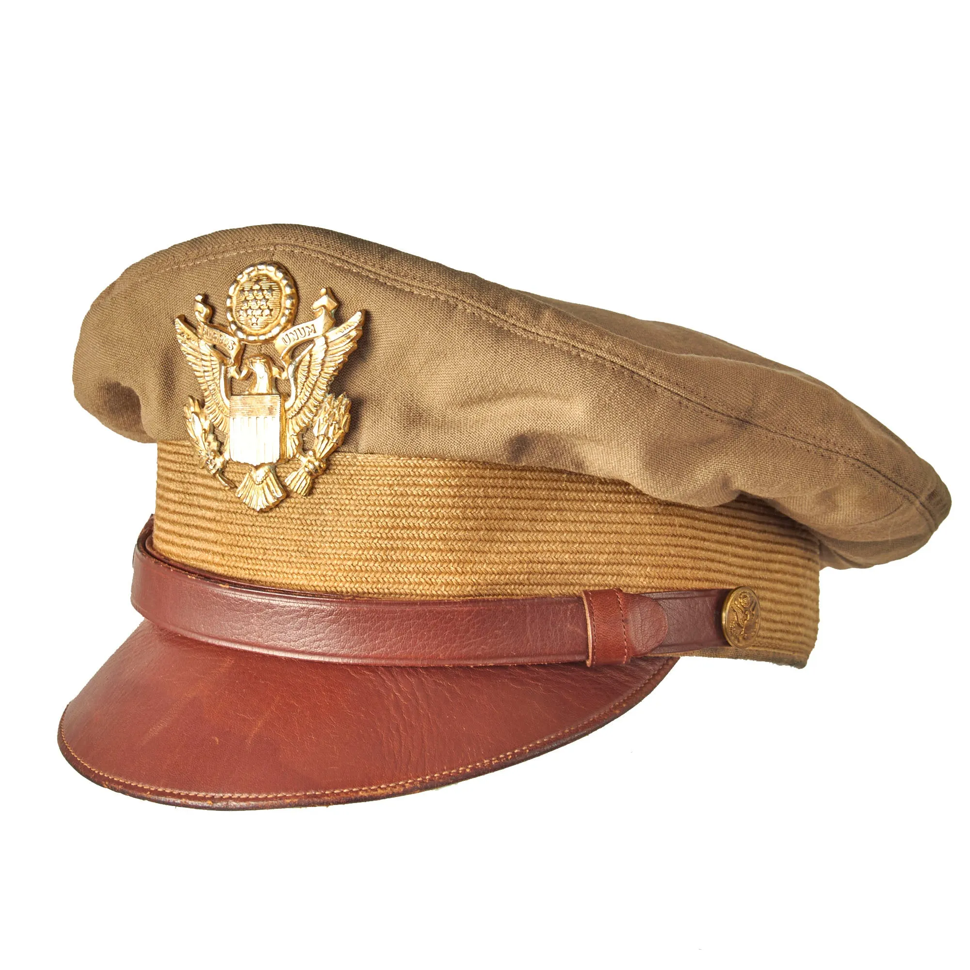 Original U.S. WWII US Army Officer’s Crusher Cap by Luxenberg Of New York With Luxenberg Cap Eagle