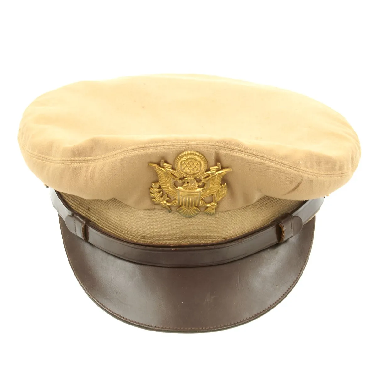 Original U.S. WWII USAAF Officer Khaki Crush Peaked Visor Cap - Size 7 1/4