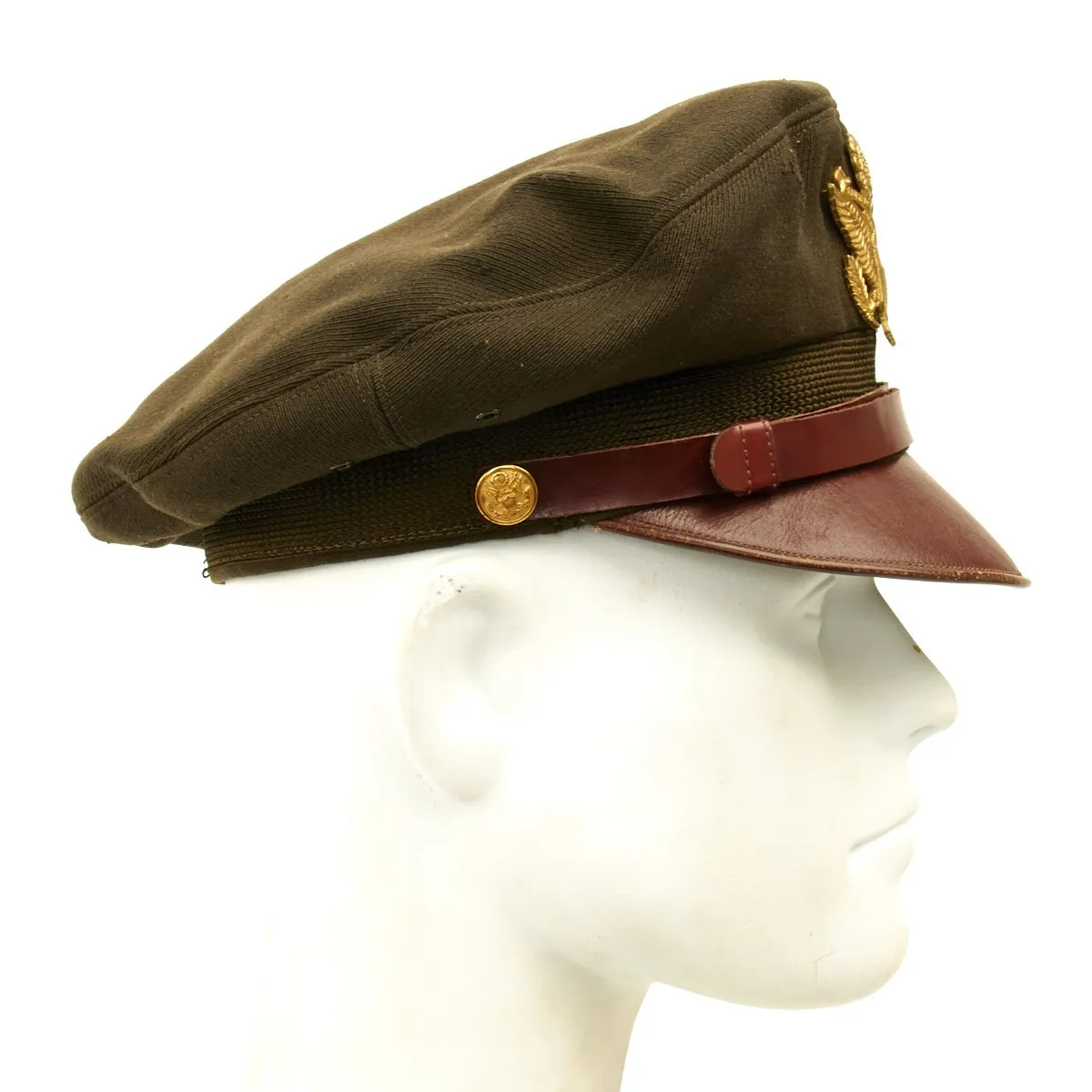 Original U.S. WWII USAAF Officer OD Green Crush Cap