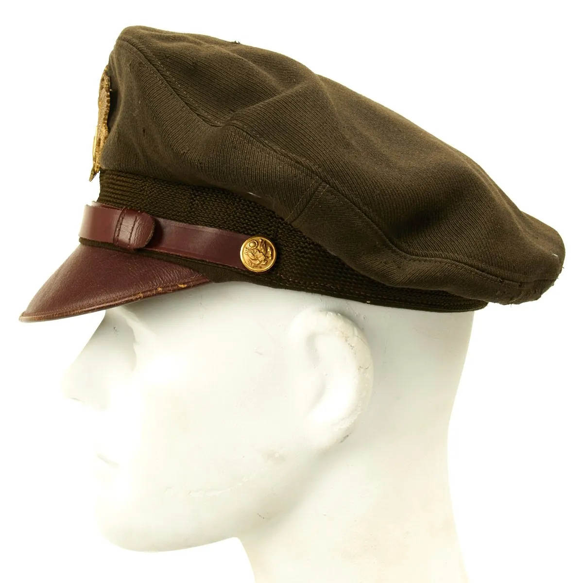 Original U.S. WWII USAAF Officer OD Green Crush Cap