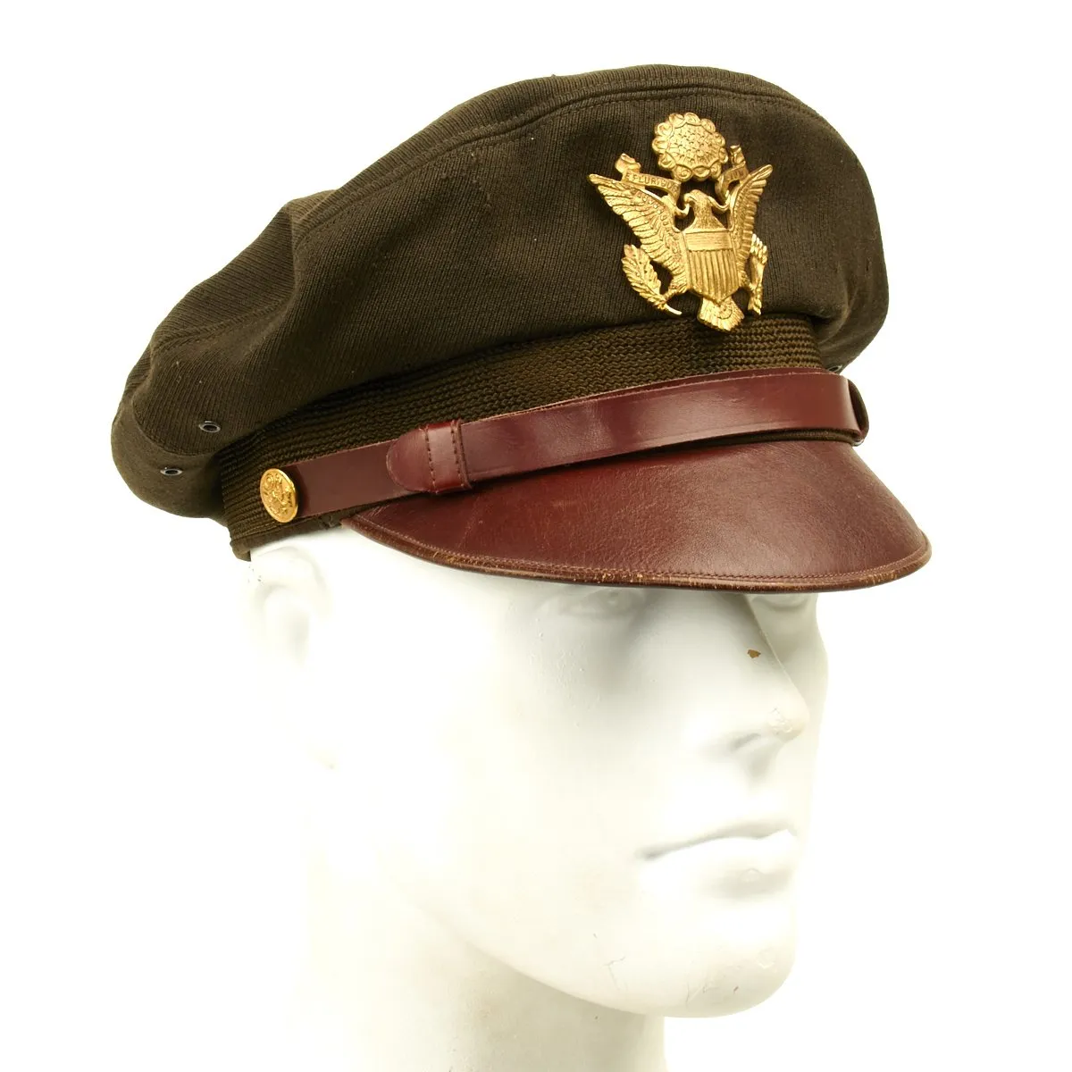 Original U.S. WWII USAAF Officer OD Green Crush Cap