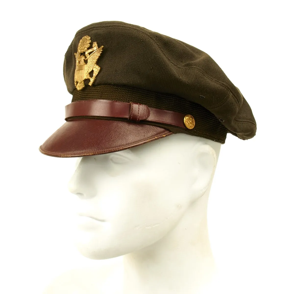 Original U.S. WWII USAAF Officer OD Green Crush Cap