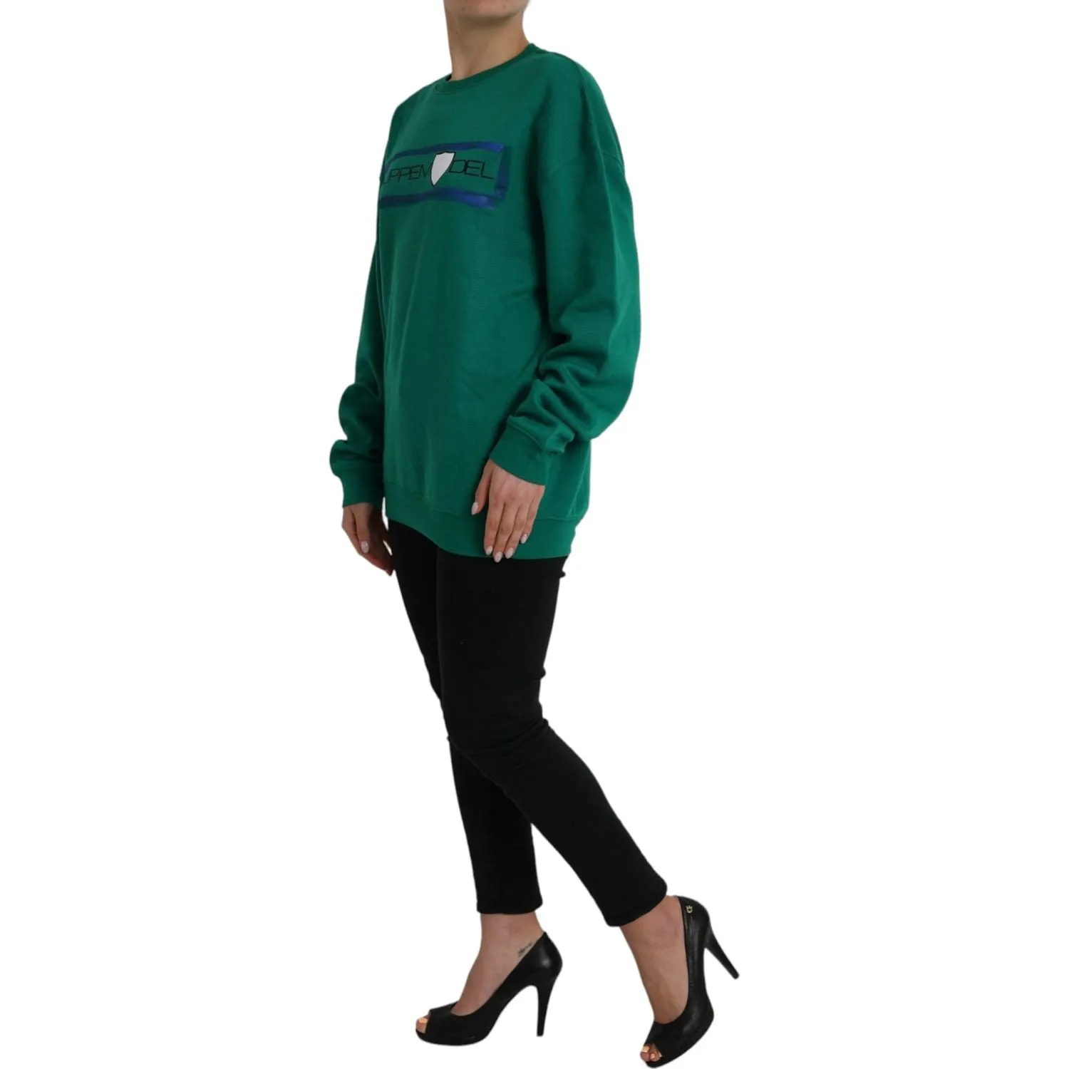 Philippe Model Green Cotton Logo Print Long Sleeves Pullover Sweater