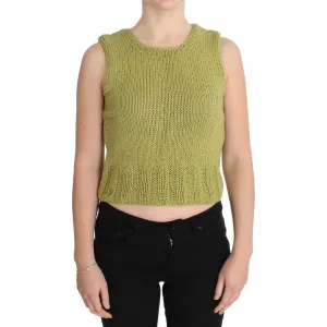 PINK MEMORIES Chic Green Knitted Sleeveless Vest Sweater