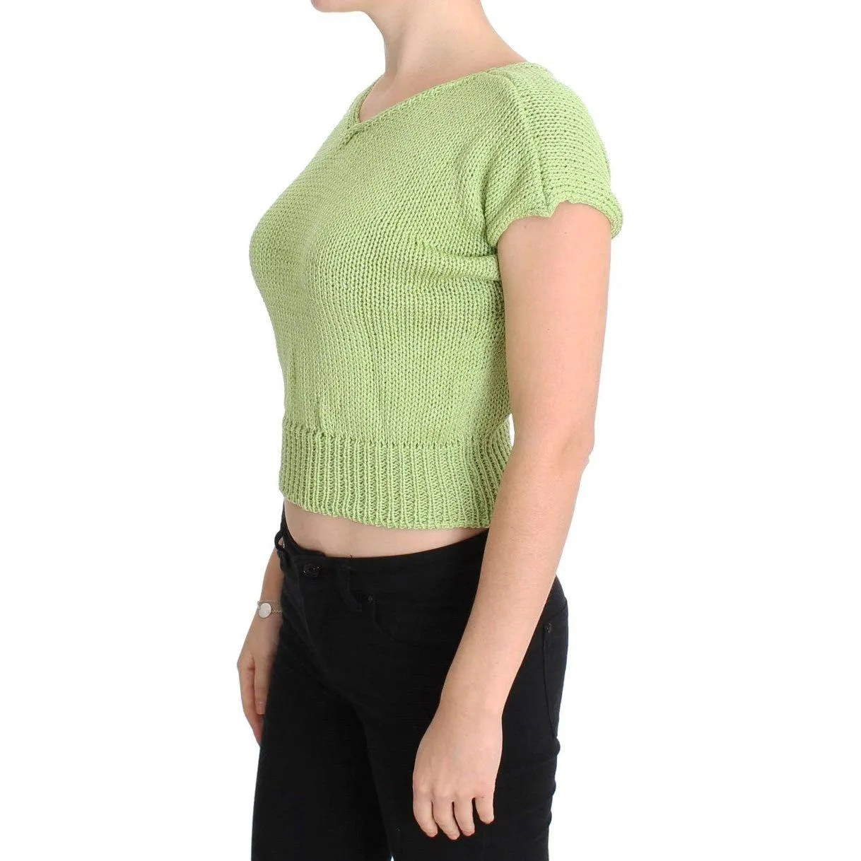 PINK MEMORIES Elegant Green Knitted Sleeveless Vest Sweater