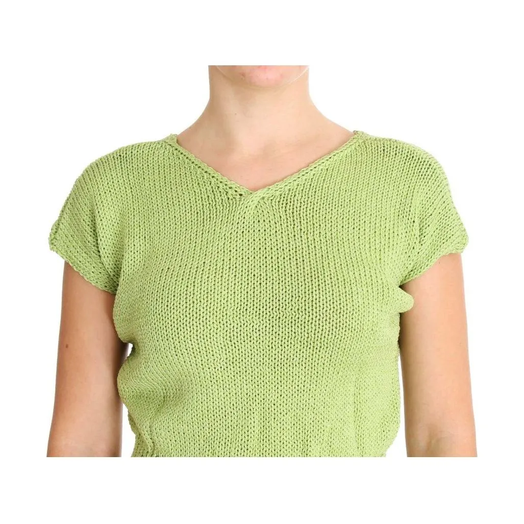 PINK MEMORIES Elegant Green Knitted Sleeveless Vest Sweater