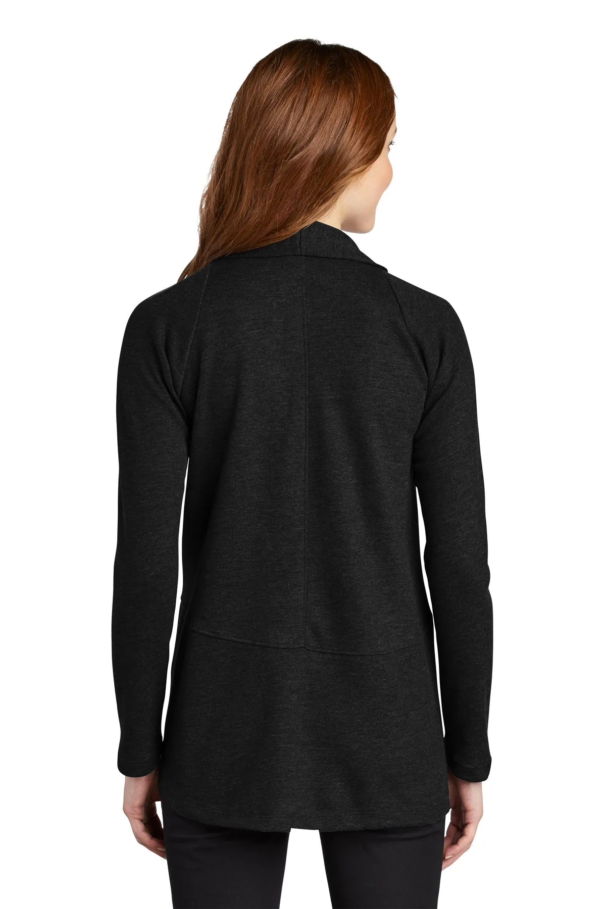 Port Authority Ladies Interlock Customized Cardigans, Deep Black/ Charcoal Heather