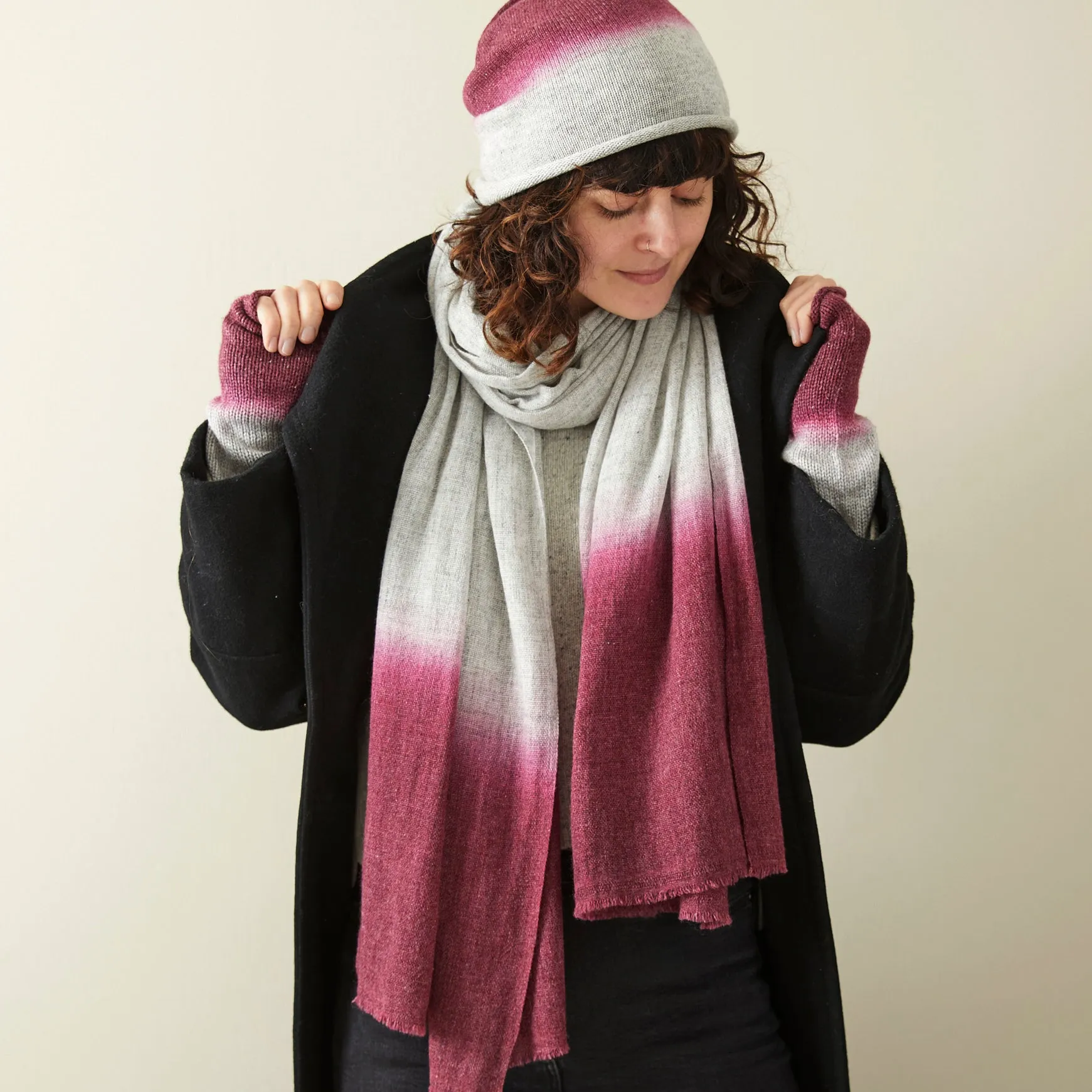 PURNA Dipdye Ombre Gift Wrapped Soft Merino Wool Scarf