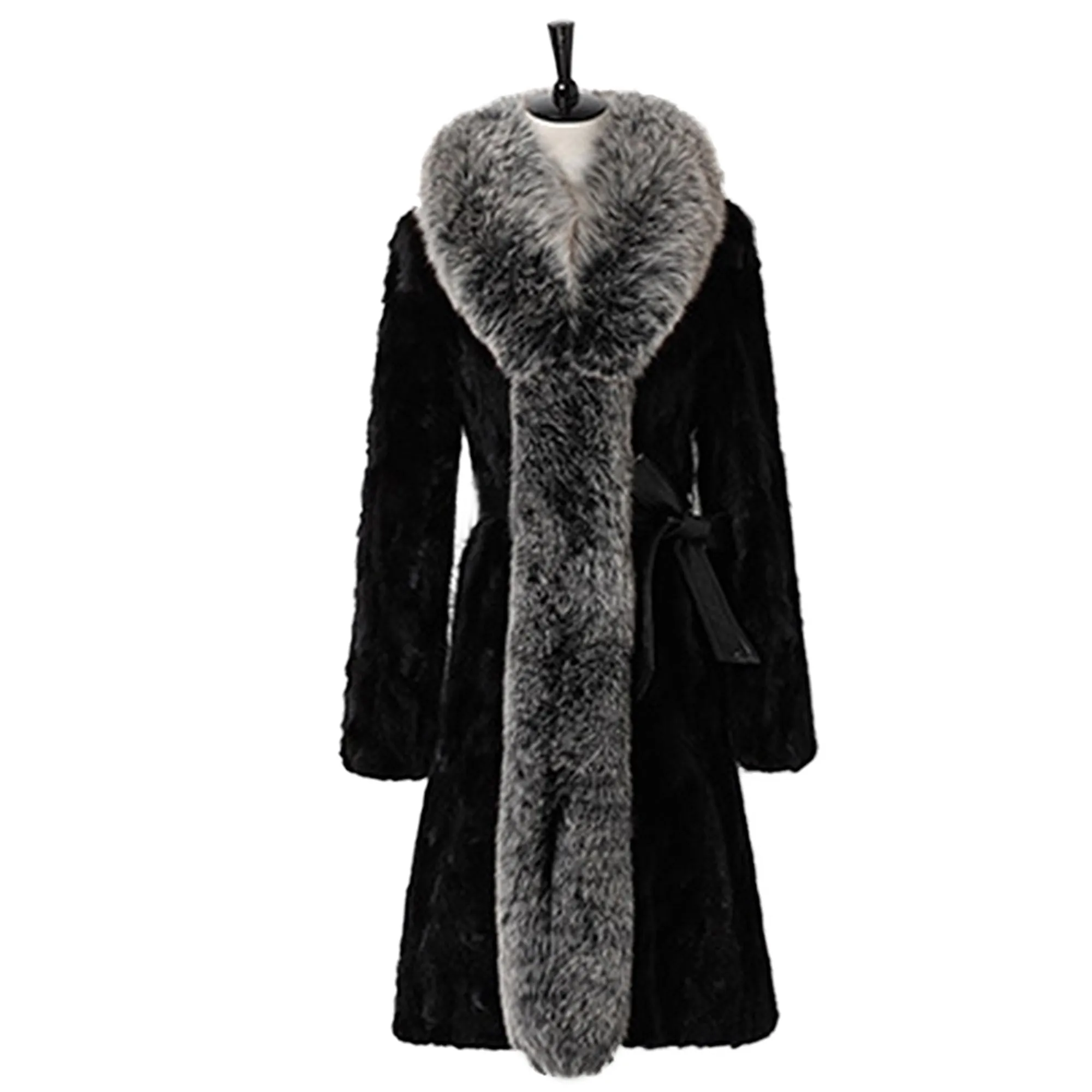 Real Mink Fur Coat Women with Fox Fur Collar Female Overcoat Winter jacket Women Jacket Fur Story FS16172