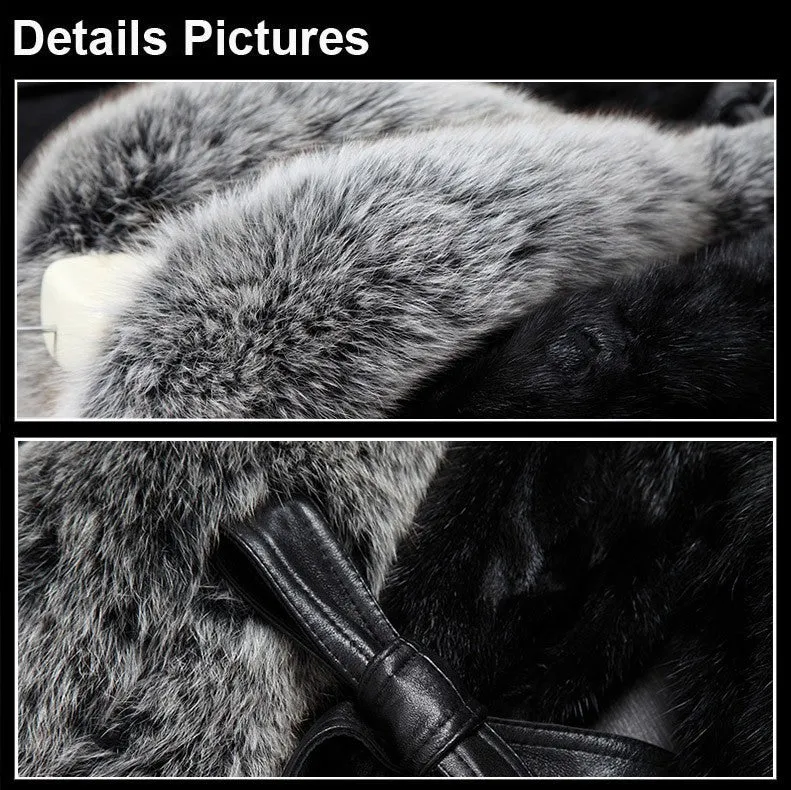 Real Mink Fur Coat Women with Fox Fur Collar Female Overcoat Winter jacket Women Jacket Fur Story FS16172