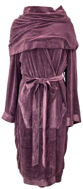 Rick Owens Dagger Velvet-Finish Robe in Amethyst